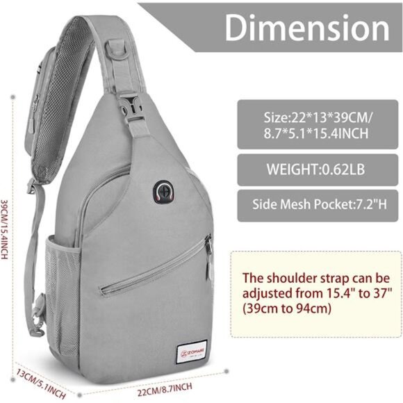 Sling Bag for Women Men, Small Crossbody Sling Backpack, Mini Water - Picture 2 of 6